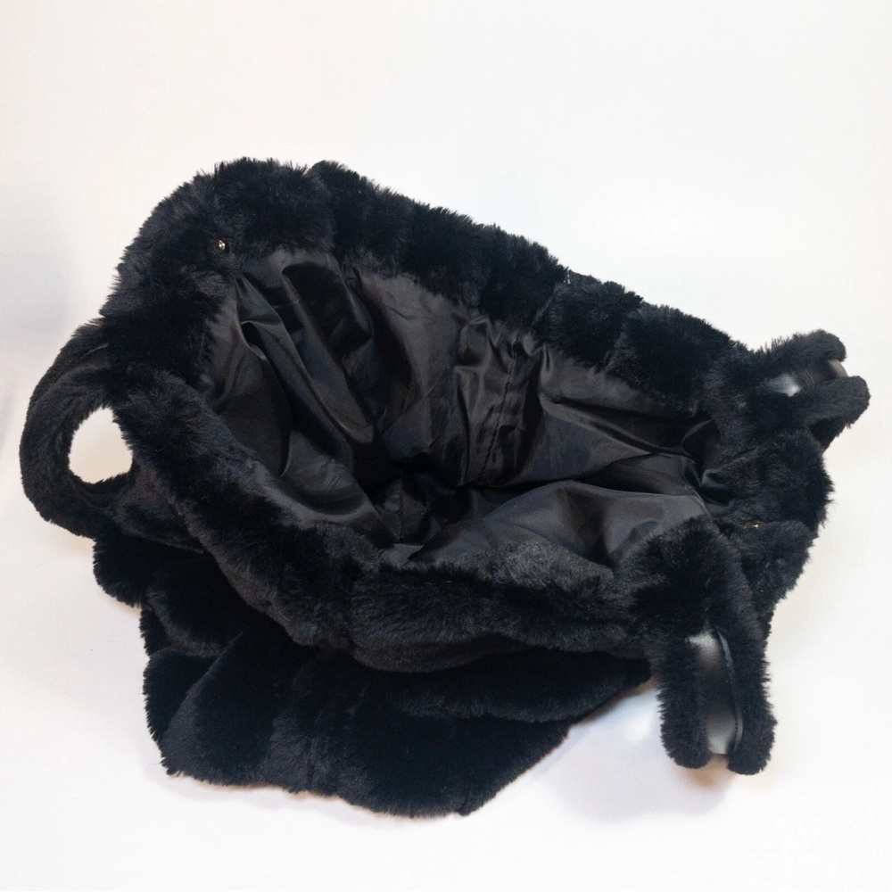 Victorias Secret NWT Hobo Weekender Black Faux Fur Tote Bag - Picture 9 of 9